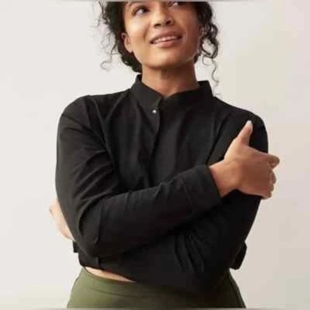 ADAY Elegant Black Women's Button Down Shirt